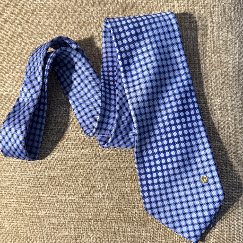 Versace Blue and White Patterned Tie